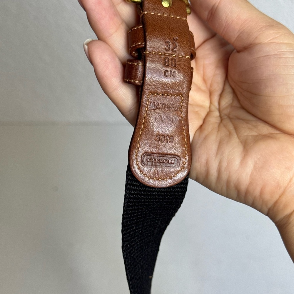 Coach Linen/Leather Black/Brown Belt Size 32/80 - Picture 7 of 8